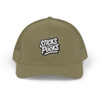 Sticks and Pucks Embroidered Snapback Trucker Cap