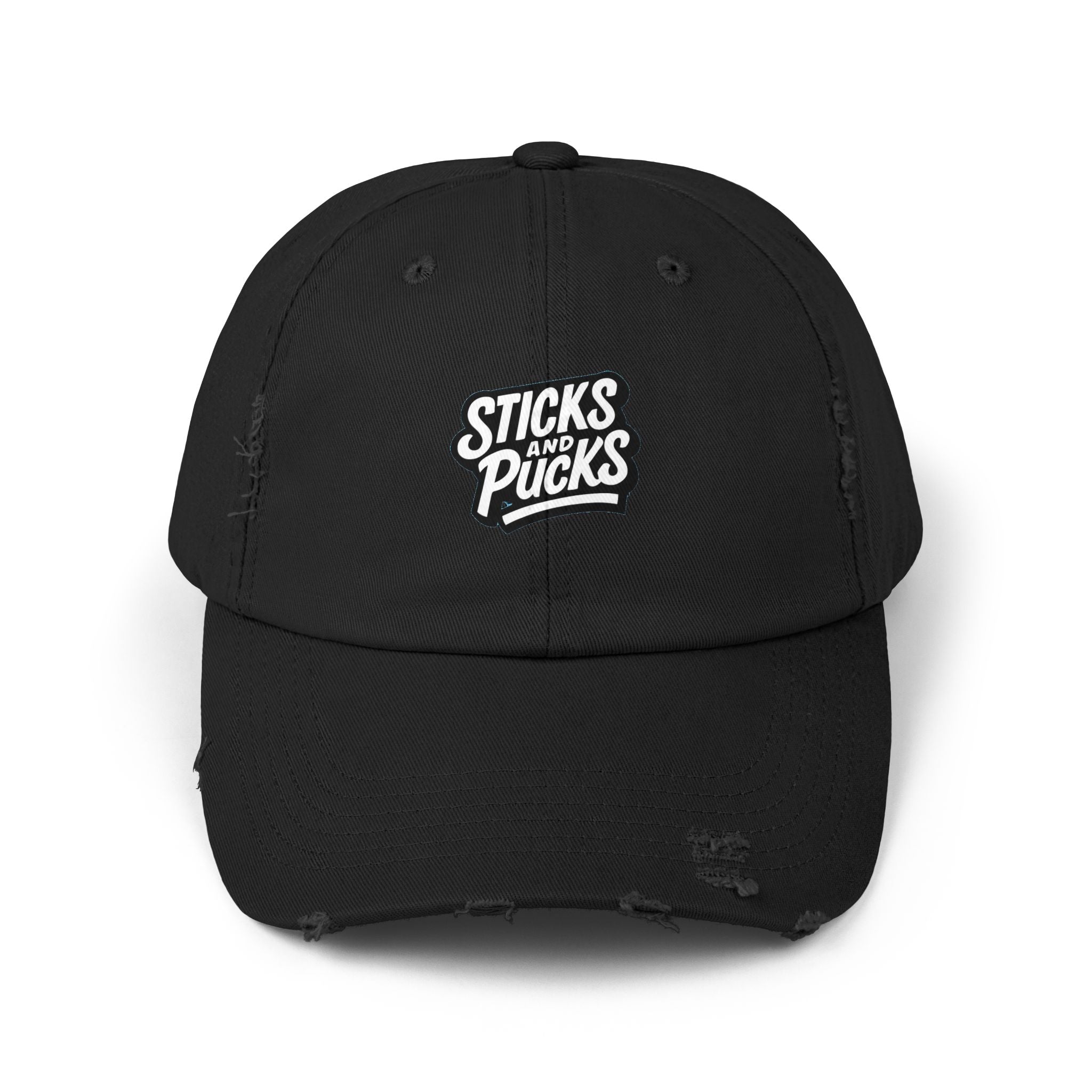 Sticks and Pucks Distressed Hat