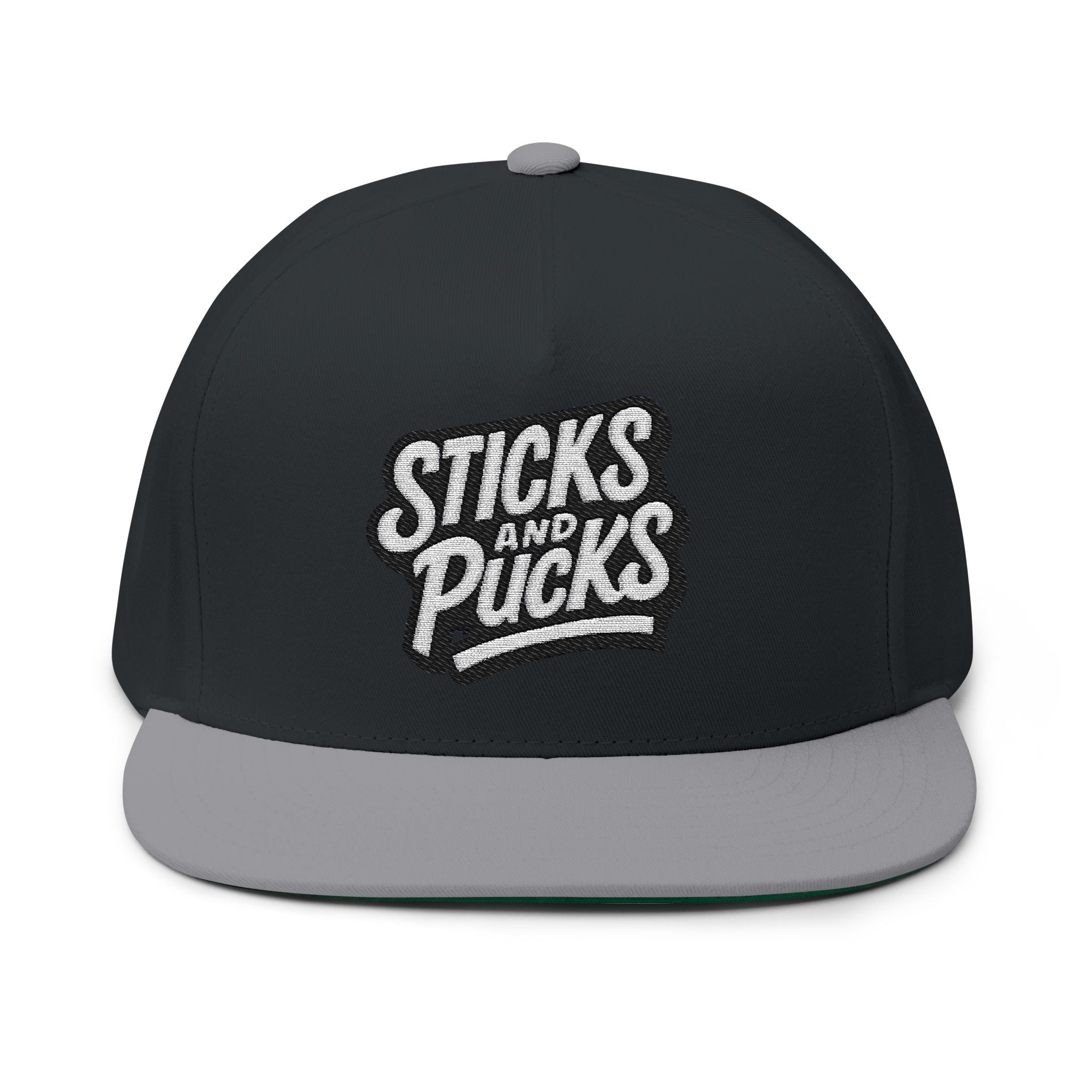 Sticks and Pucks Launch Embroidered Flat Brim SnapBack Hat