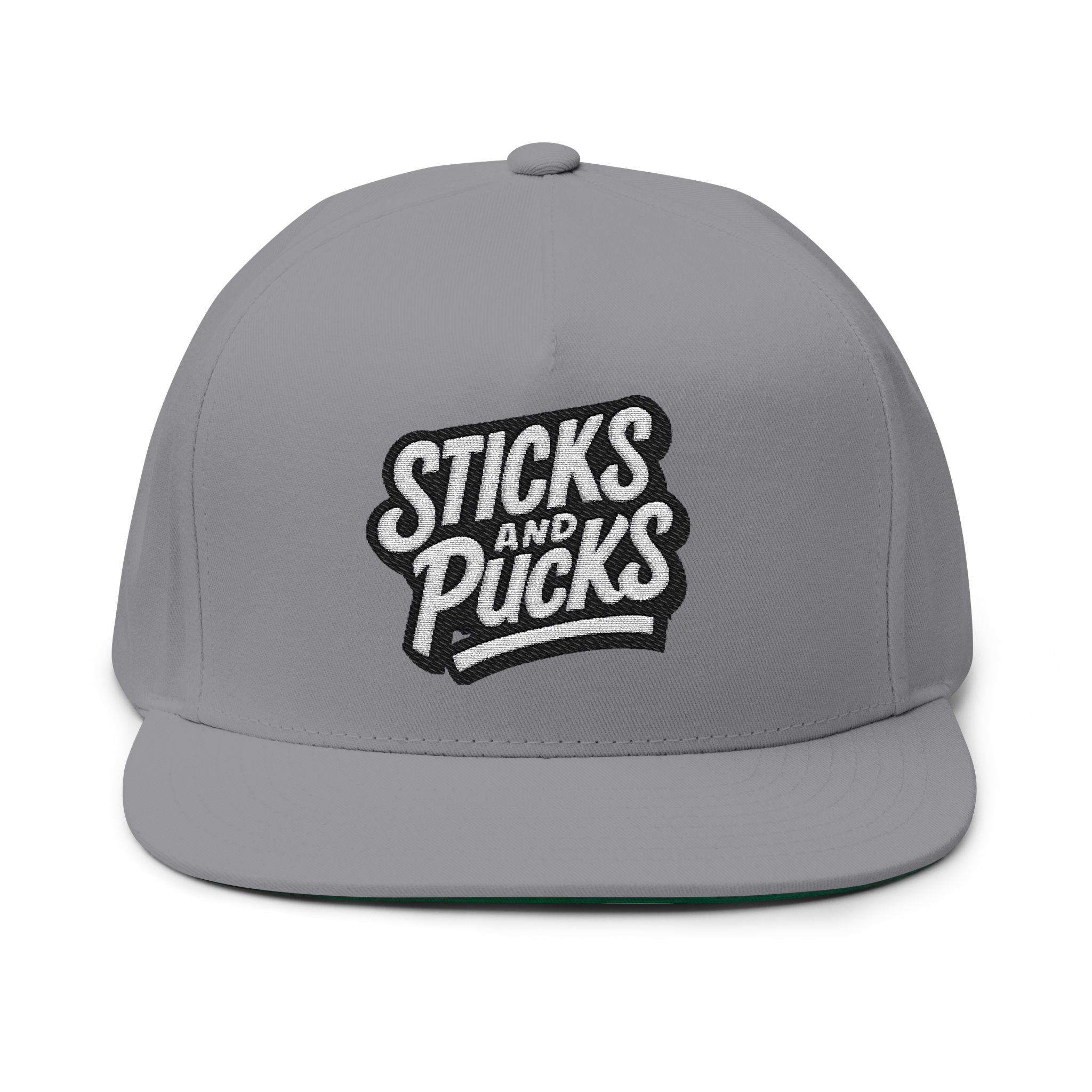 Sticks and Pucks Launch Embroidered Flat Brim SnapBack Hat
