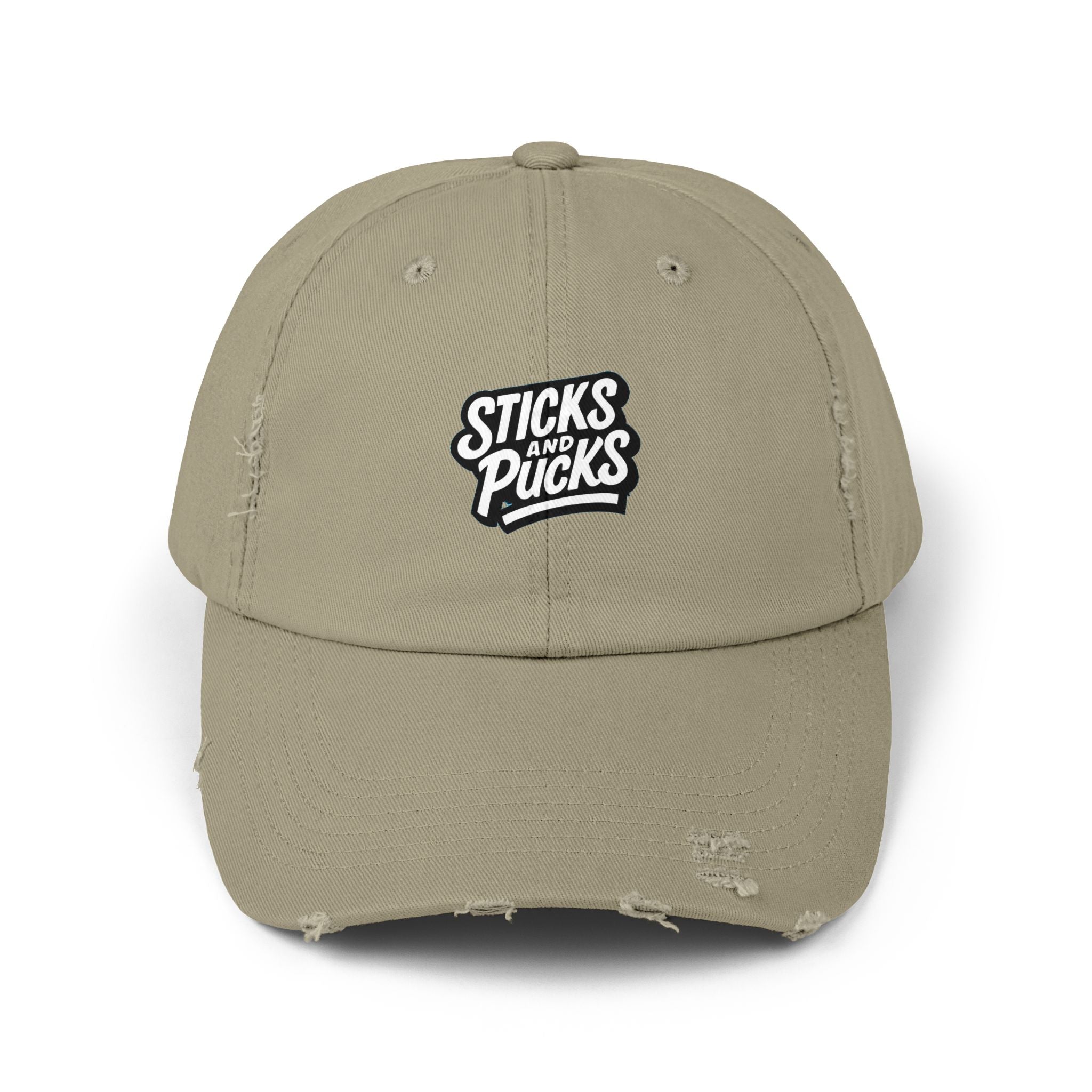 Sticks and Pucks Distressed Hat