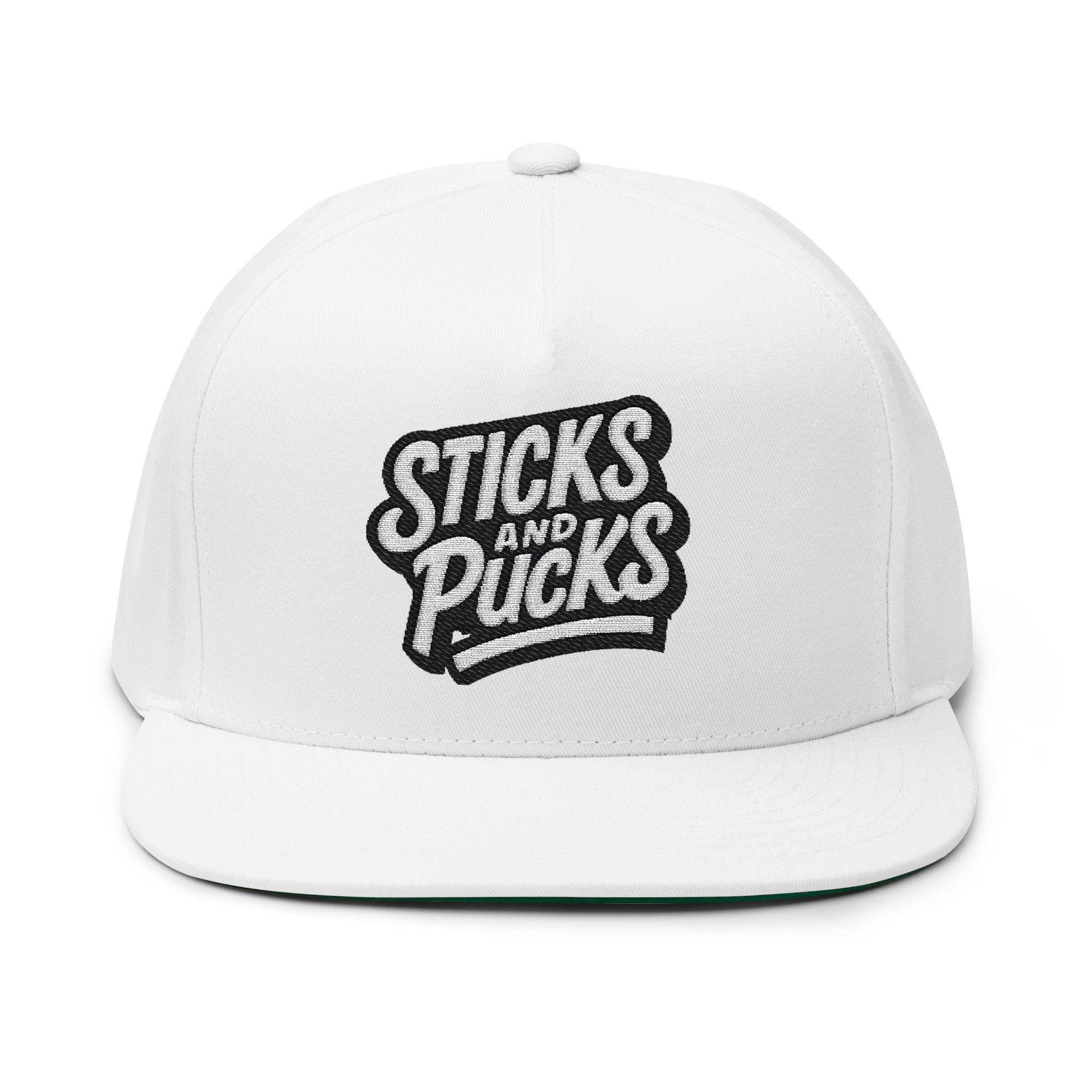 Sticks and Pucks Launch Embroidered Flat Brim SnapBack Hat