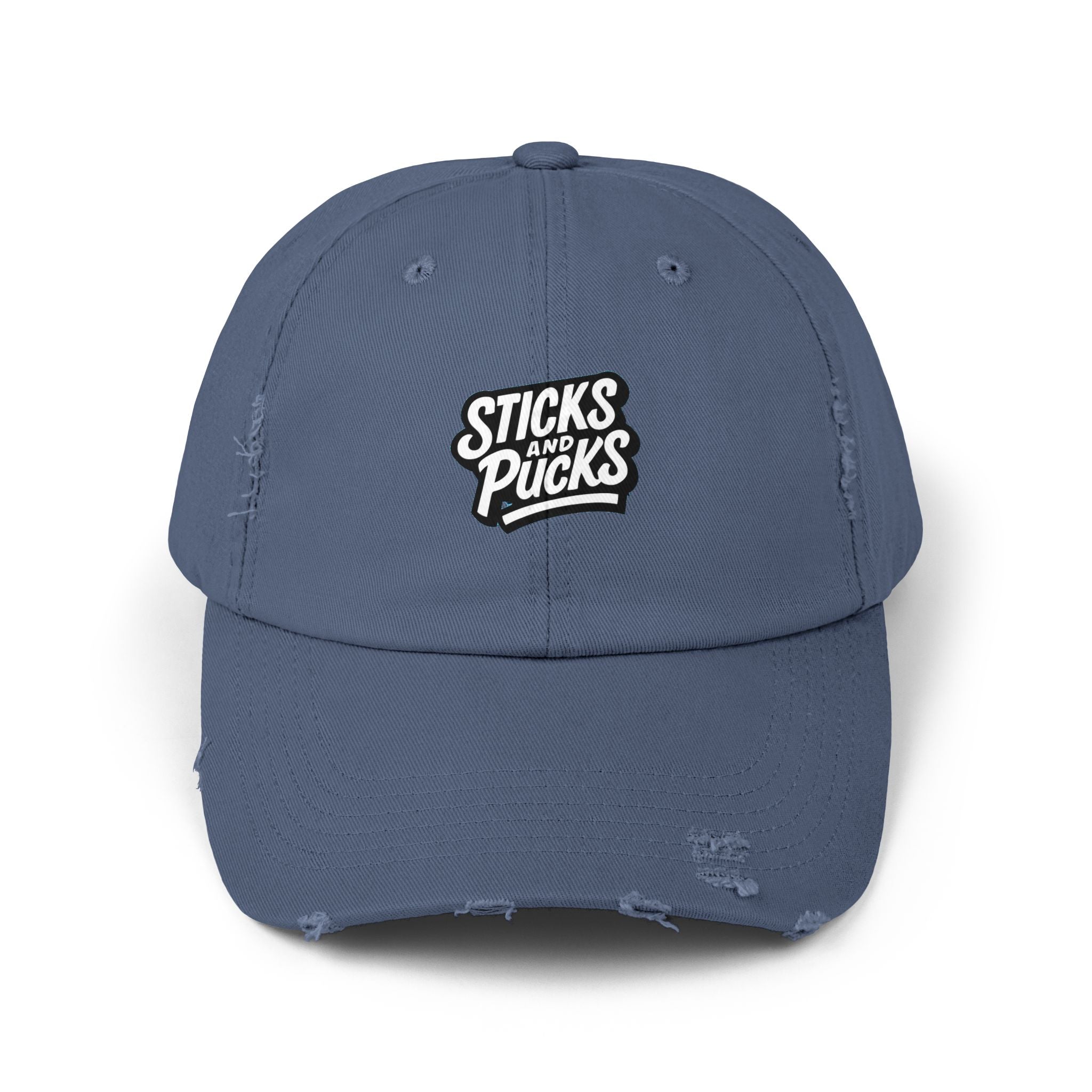 Sticks and Pucks Distressed Hat