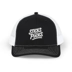 Sticks and Pucks Embroidered Snapback Trucker Cap